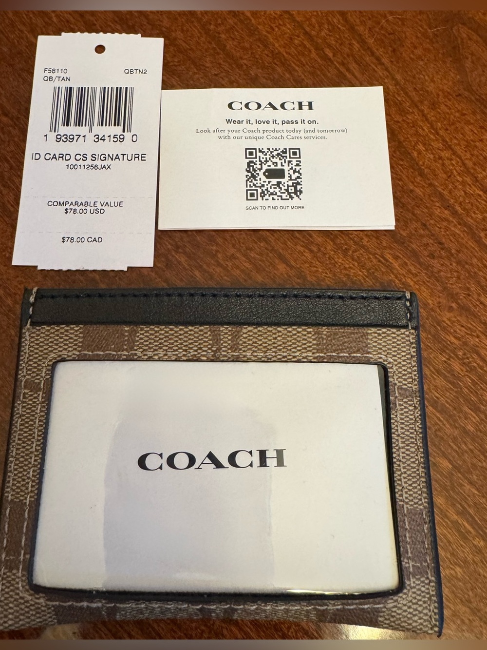 Coach ID Case Brown Signature ID Case & Card Holder **NWT**
